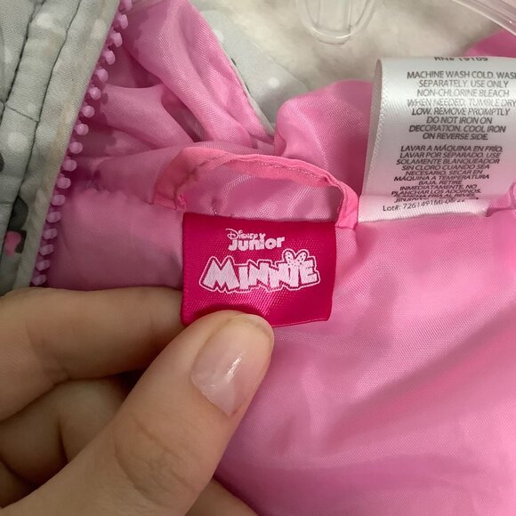 Disney Junior Minnie Mouse Girls Puffer Jacket Toddler 3T Gray Pink Bow & Ears - Picture 6 of 8